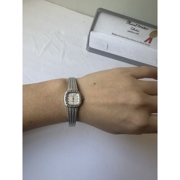 Marcel Drucker Watch Silver Quarts And Diamond Boarder With Stainless Steel - Picture 8 of 12